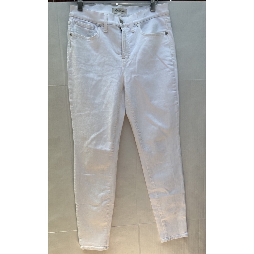 Madewell 9" high rise skinny jeans white summer ankle 29 Has Tiny Stains See Pic